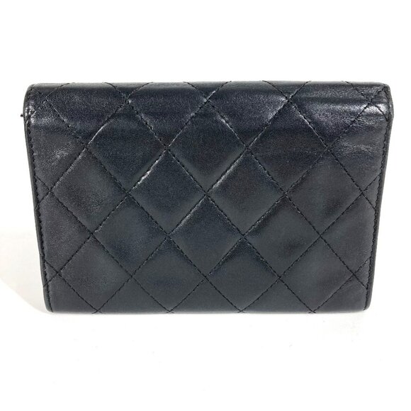 CHANEL Authentic Black Leather Logo Wallet - Picture 2 of 15